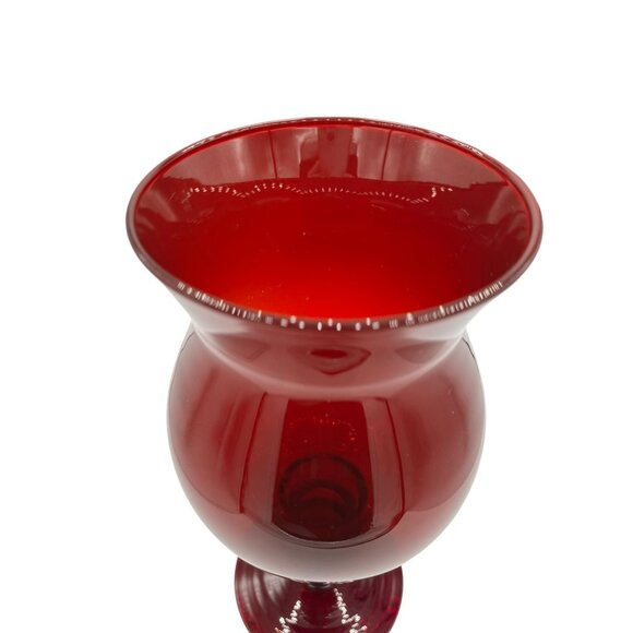 Vintage Ruby Red Glass Empoli Style Footed Pedestal Vase 11.75" - Picture 4 of 10